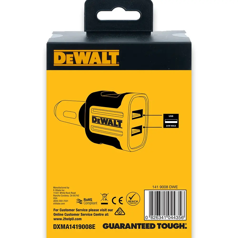DEWALT 24W 2-Port Mobile USB Charger 1419008DWE