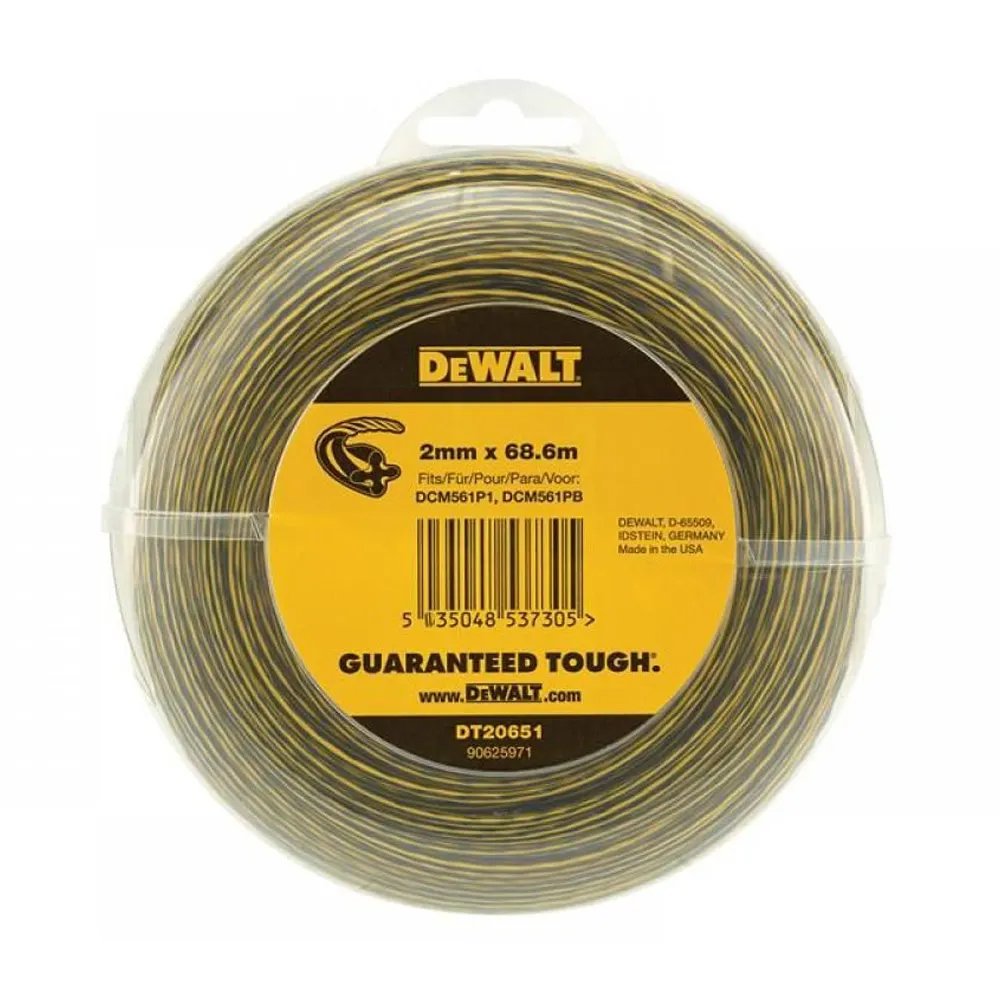 DEWALT 2mm x 68.6m Round Nylon Grass Trimmer Line - Clear DT20651-QZ