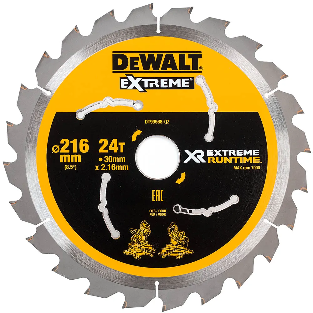 DEWALT 216mm 24T TCT Circular Saw Blade for Wood Cutting - EXTREME DT99568-QZ