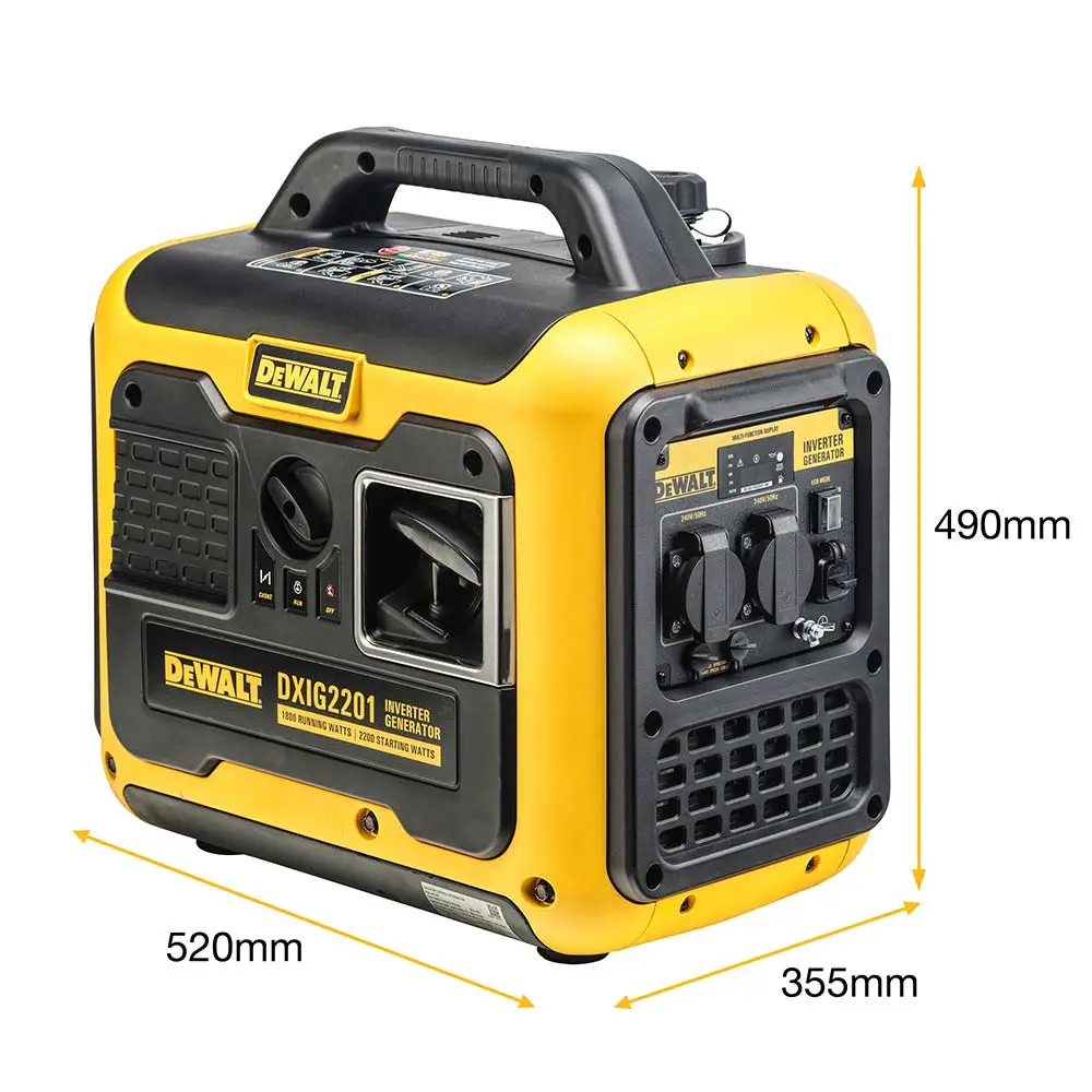 DEWALT 2200W Inverter Petrol Generator - 2 Outlets DXIG2201