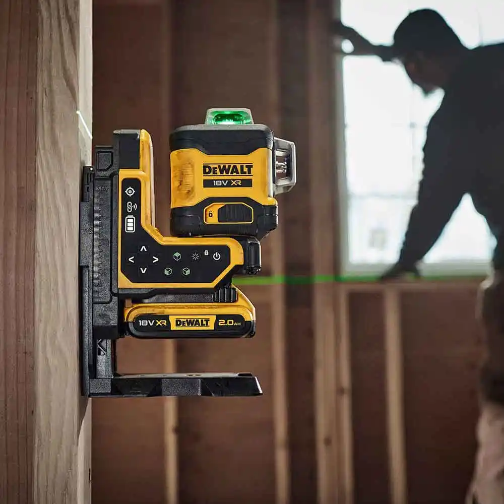 DEWALT 18V XR 3 x 360 Degree 1 x 2.0Ah Multiline Green Laser Level with Remote DCLE34035D1-XE
