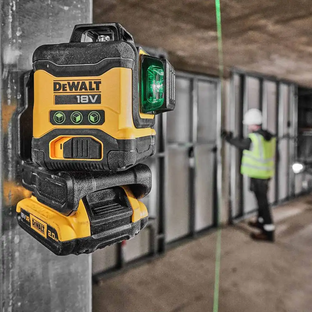 DEWALT 18V XR Compact 3 x 360 Degree Multiline Laser Kit Green DCLE34031D1-XE