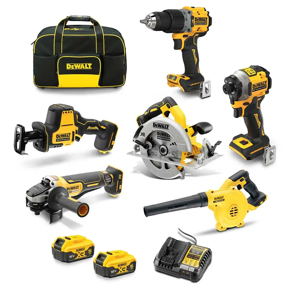 DEWALT 18V XR Brushless 6 Piece 2 x 5.0Ah Combo Kit DCZ601P2-XE