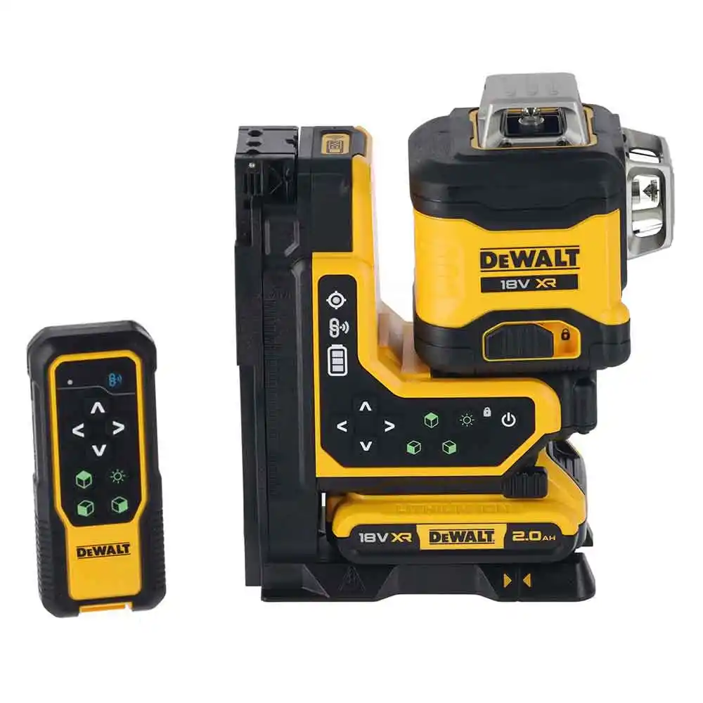 DEWALT 18V XR 3 x 360 Degree 1 x 2.0Ah Multiline Green Laser Level with Remote DCLE34035D1-XE
