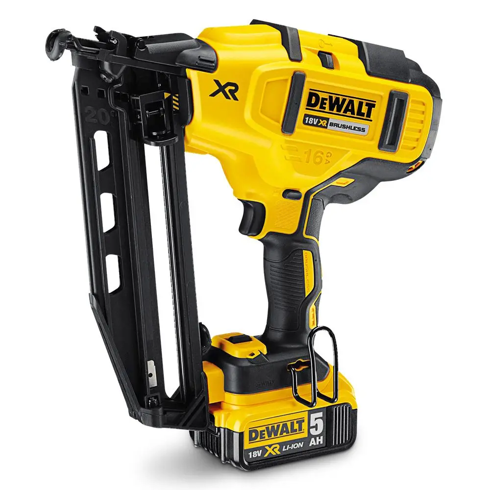 DEWALT 18V XR Brushless 2 x 5.0Ah Finisher Nailer Kit DCN660P2-XE