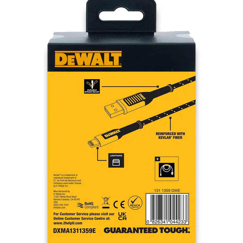 DEWALT 1.2m Braided Lightning Cable 1311359DWE