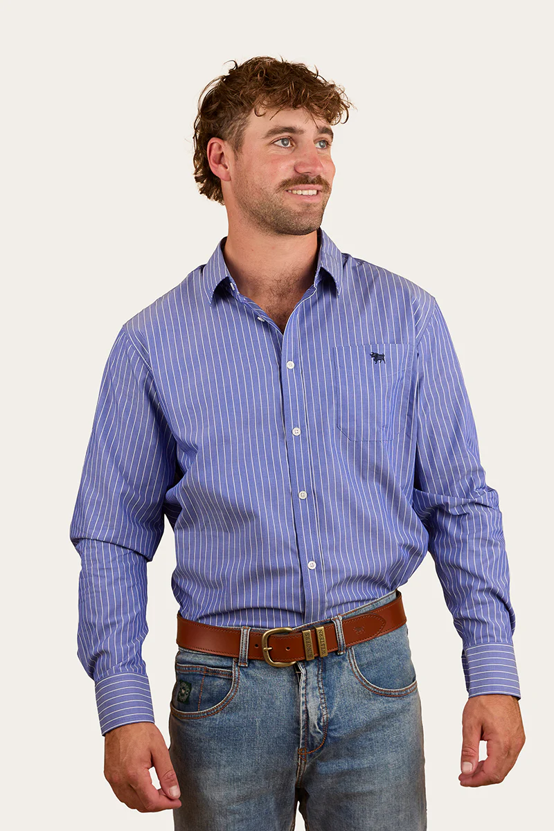 Heritage Mens Stripe Dress Shirt - Dark Chambray
