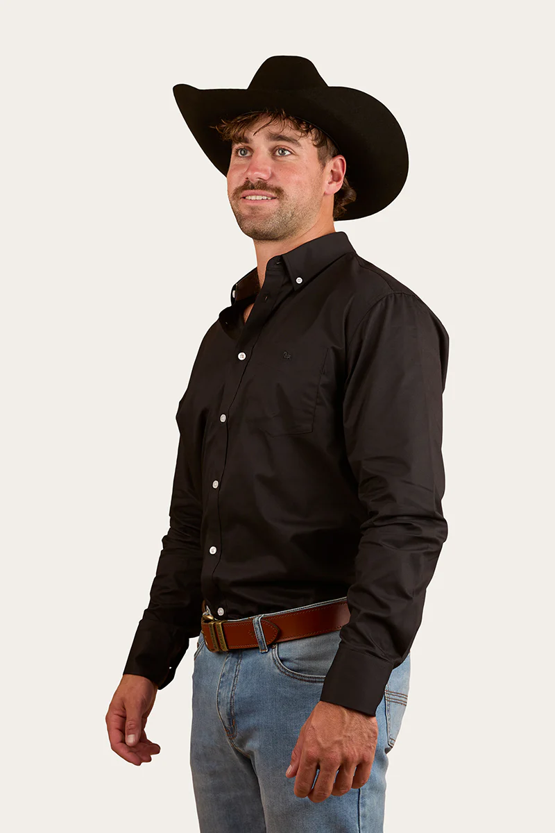 Heritage Mens Plain Dress Shirt - Black