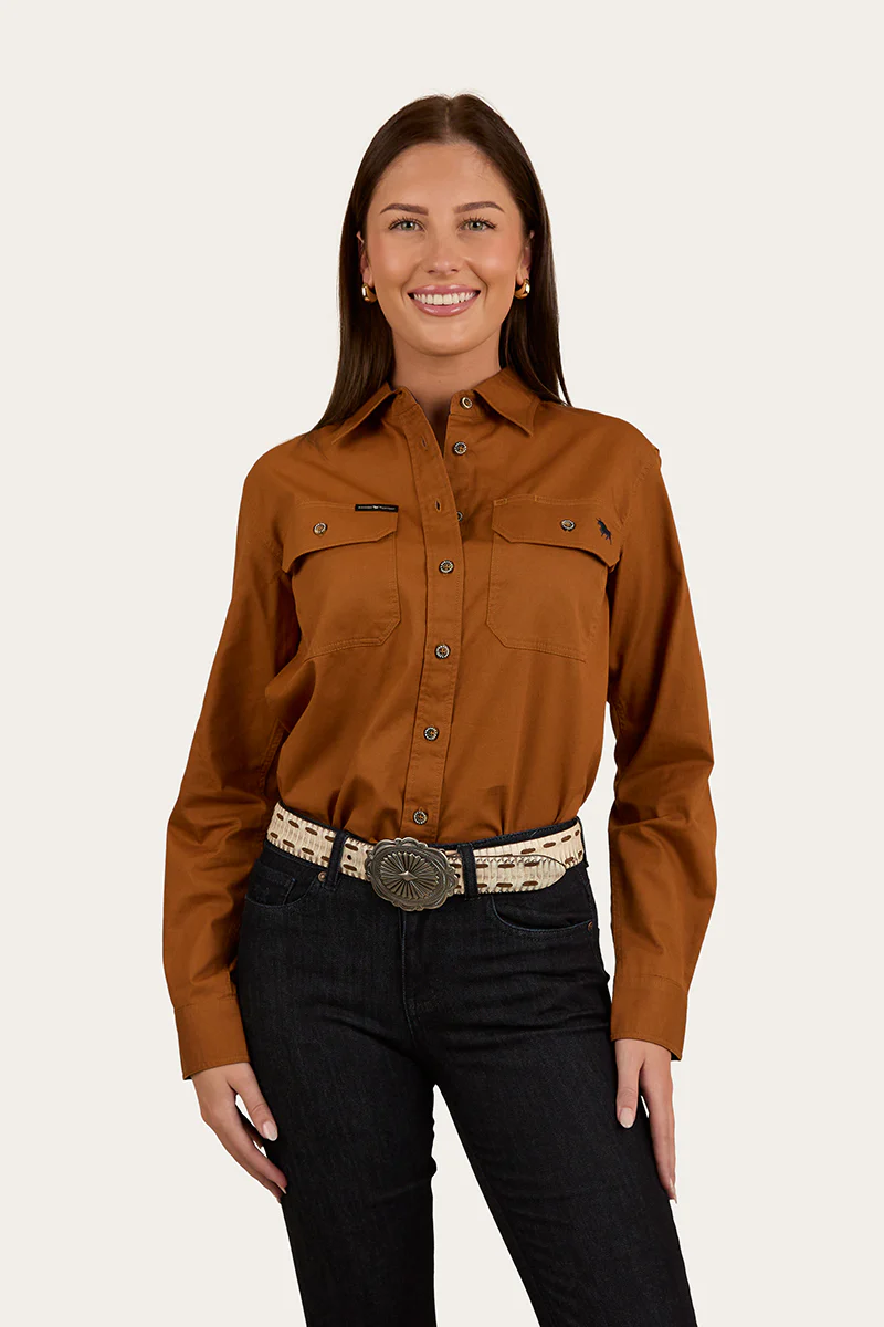 Pentecost River Womens Full Button Work Shirt - Tobacco