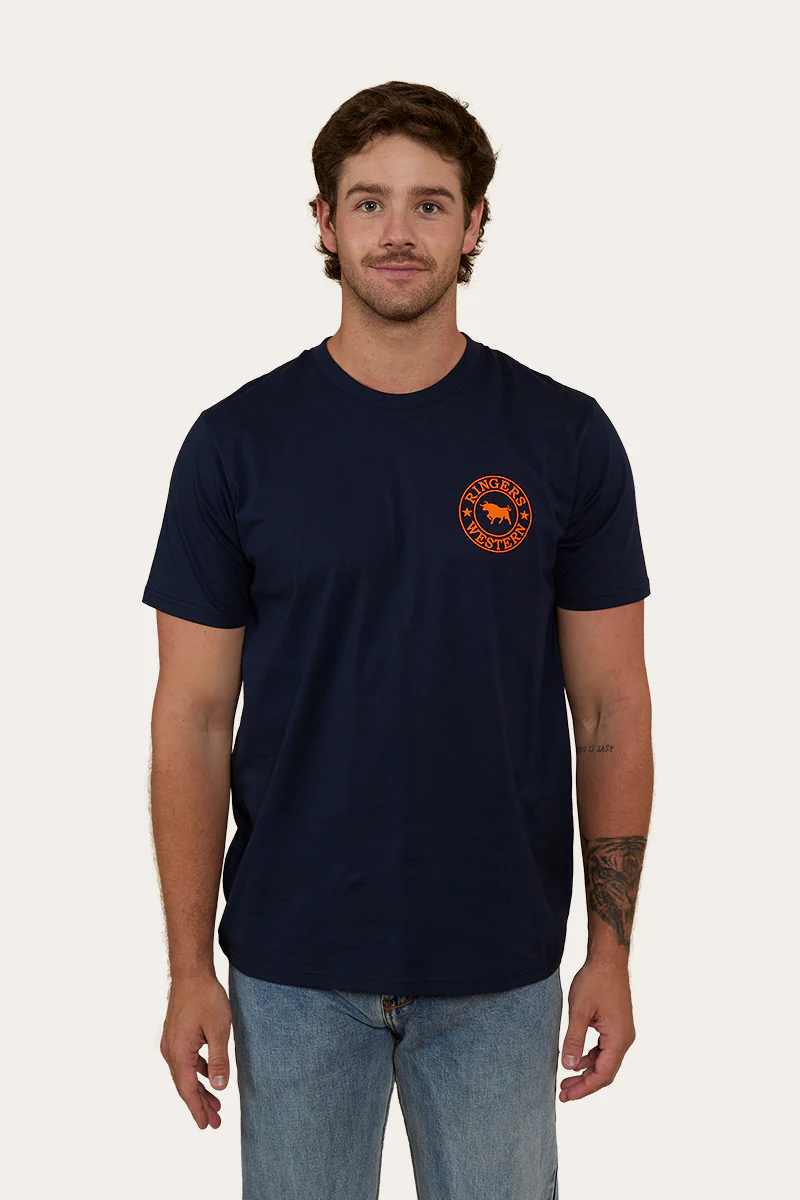 Signature Bull Mens Loose Fit T-Shirt - Navy/Orange