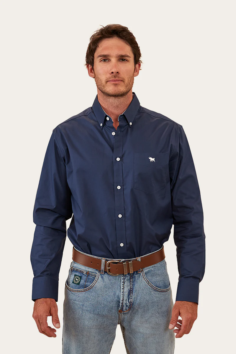 Heritage Mens Plain Dress Shirt - Navy