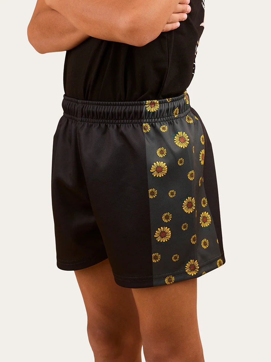 Sunflowers Kids Footy Short - Black / Multi