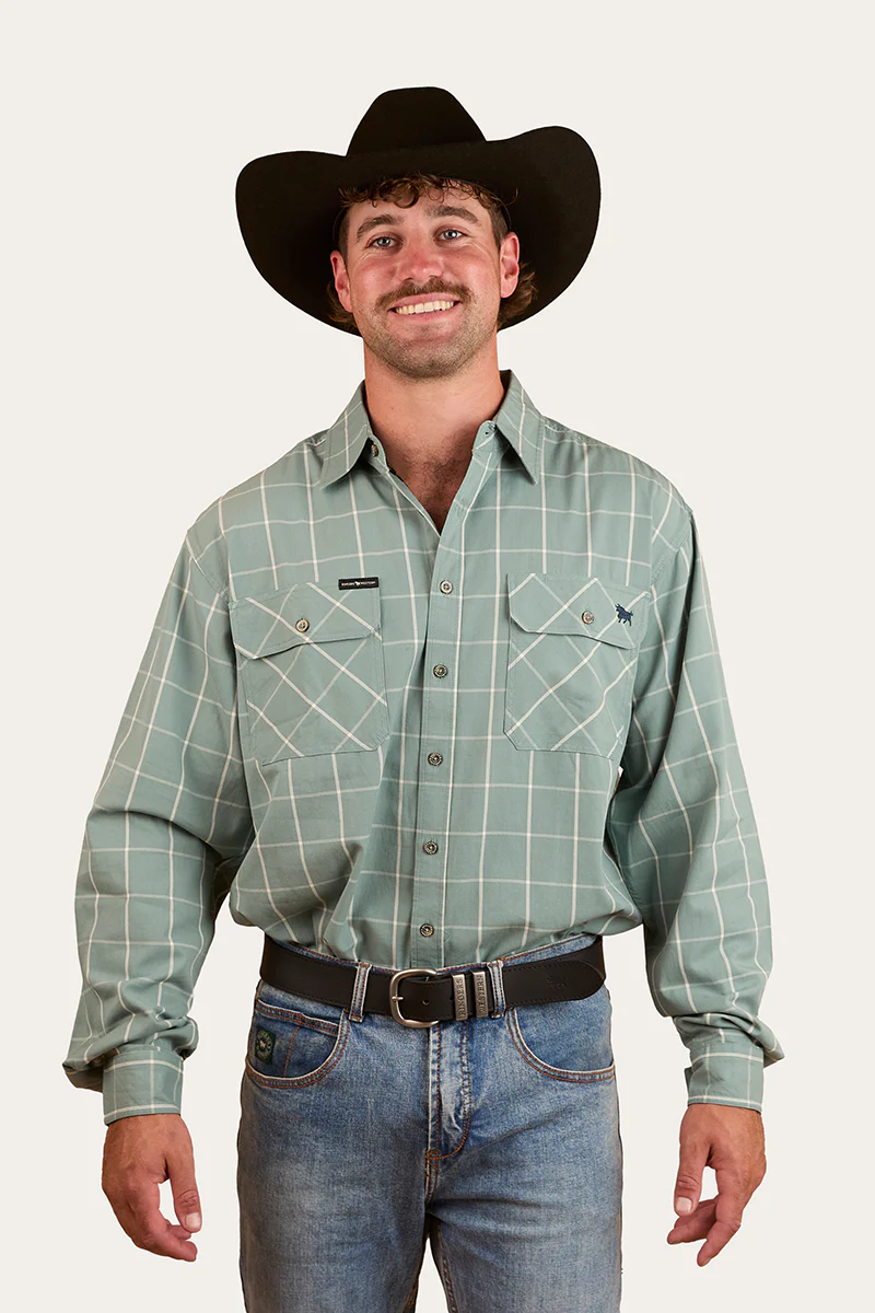 Richmond Mens Full Button Work Shirt - Sea Green