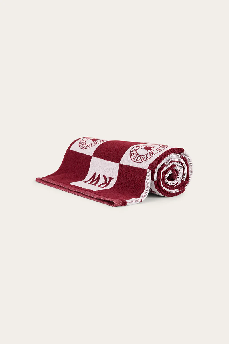 RW Check Cotton Jacquard Towel - Burgundy