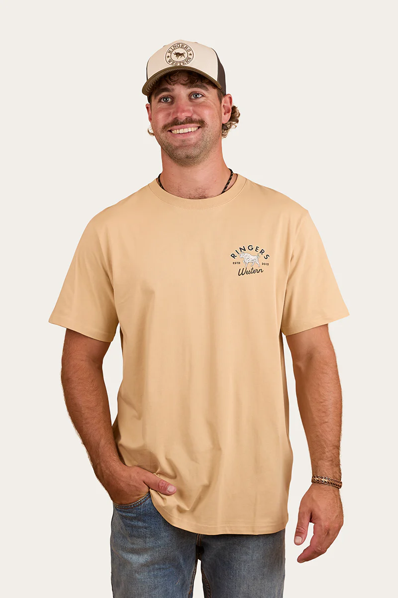 Hometown Mens Loose Fit T-Shirt - Dark Sand