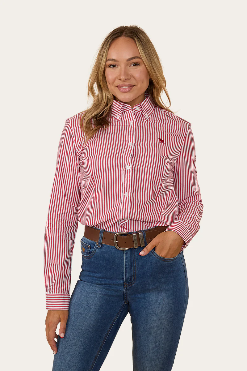 Birdsville Womens Semi Fitted Dress Shirt - Red