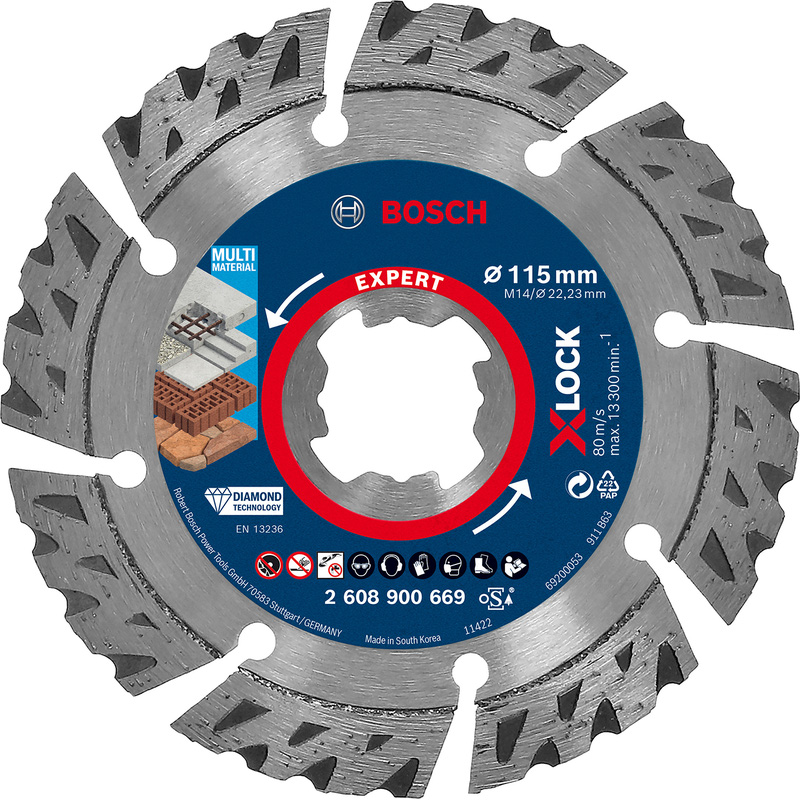 Bosch EXPERT Multi Material Diamond Blade 115 x 22.23mm X-LOCK