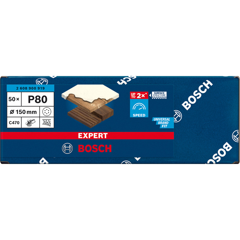 Bosch EXPERT C470 Sanding Disc 150mm 80G 50 Pack