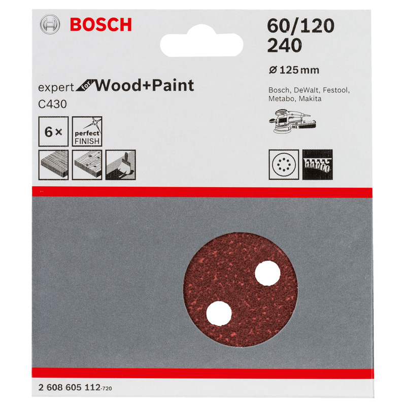 Bosch 125mm Mixed Grit Sanding Discs Set C430