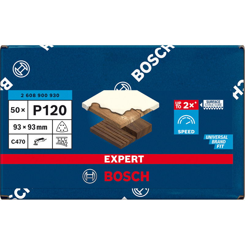 Bosch EXPERT C470 Triangle Delta Sanding Sheet 93mm 120G 50 Pack