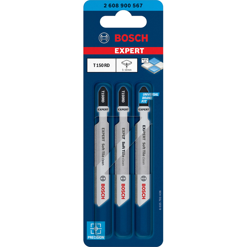 Bosch EXPERT Bayonet Jigsaw Blade T150RD Diamond Tile Clean 3 Pack