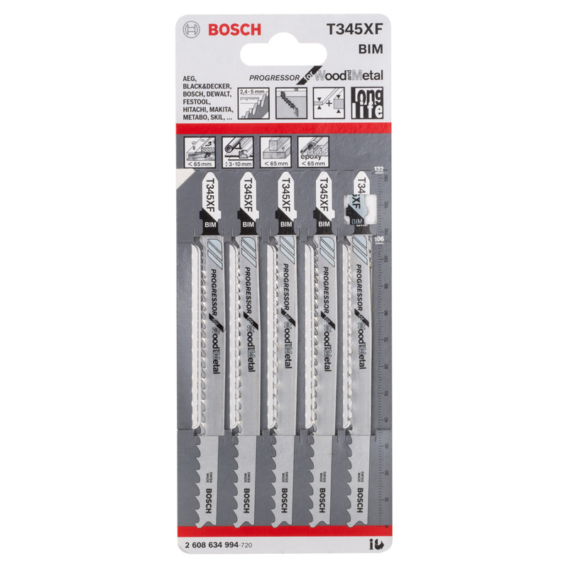 Bosch Bayonet Jigsaw Blade T345XF Wood / Metal