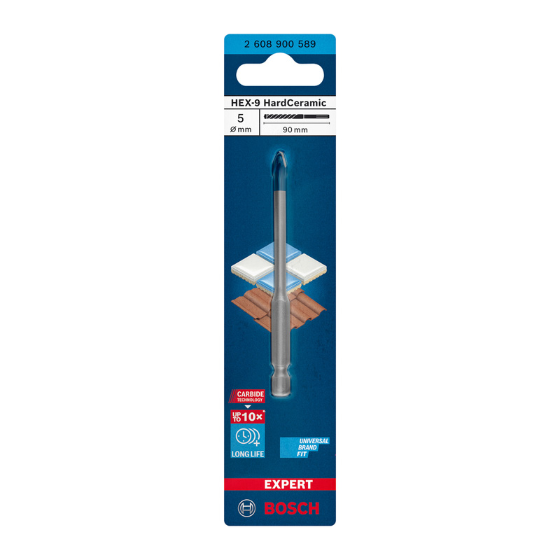 Bosch Expert HEX-9 Hard Ceramic Tile Drill Bit 5 x 90mm