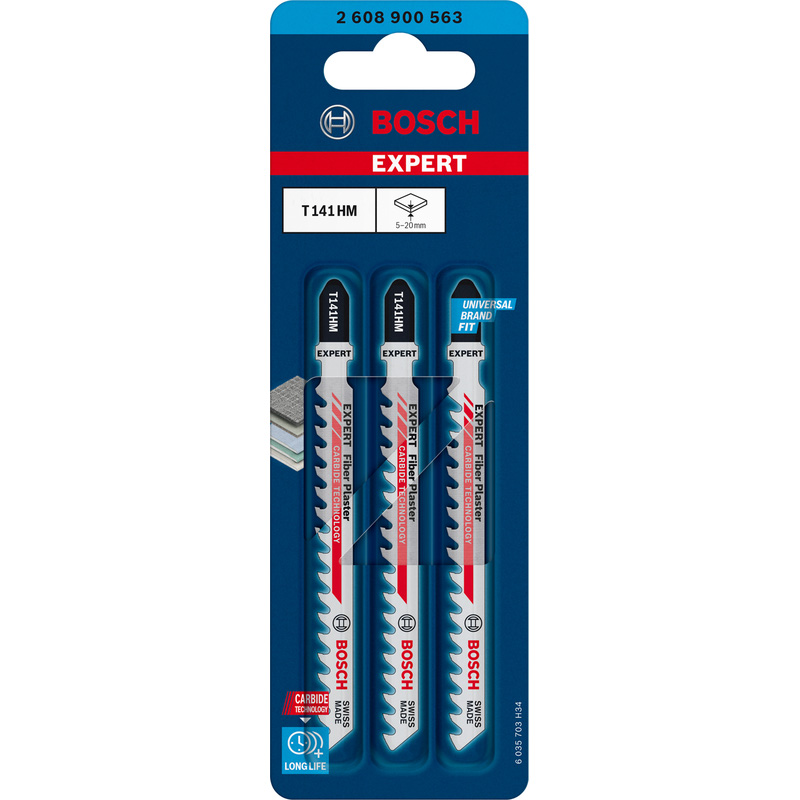 Bosch EXPERT Bayonet Jigsaw Blade T141HM Fibre Plaster 3 Pack