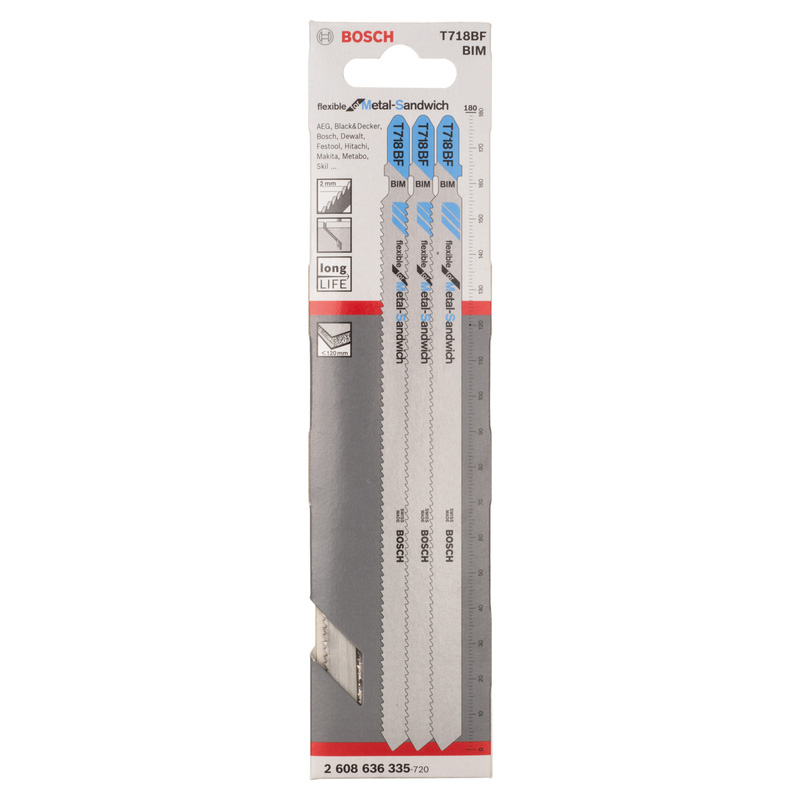 Bosch Bayonet Jigsaw Blade T718BF Metal-Sandwich 3 Pack