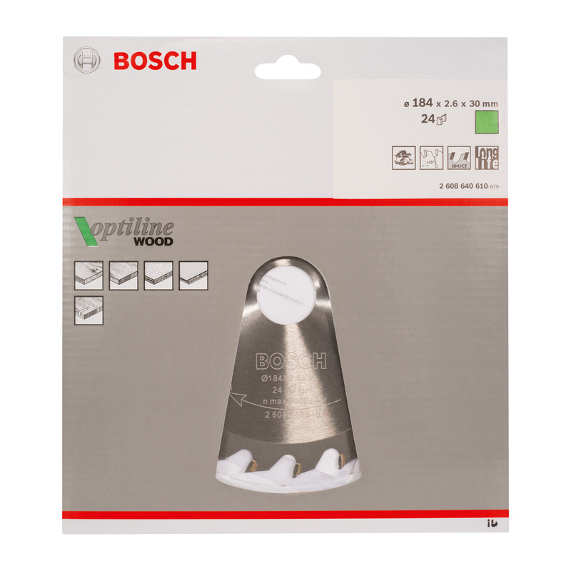 Bosch TCT Optiline Circular Saw Blade 184 x 30mm x 24T