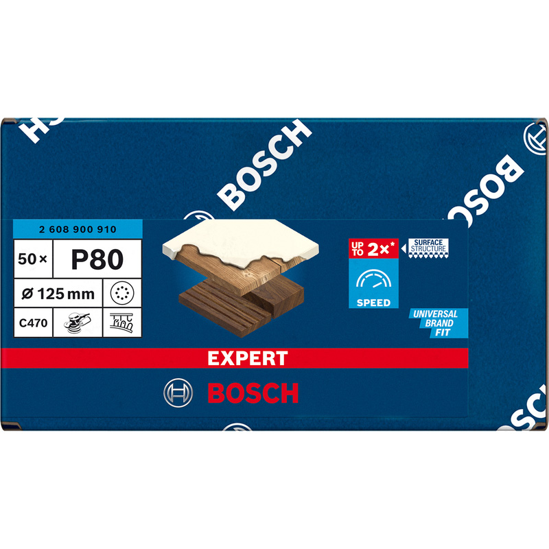 Bosch EXPERT C470 Sanding Disc 125mm 80G 50 Pack