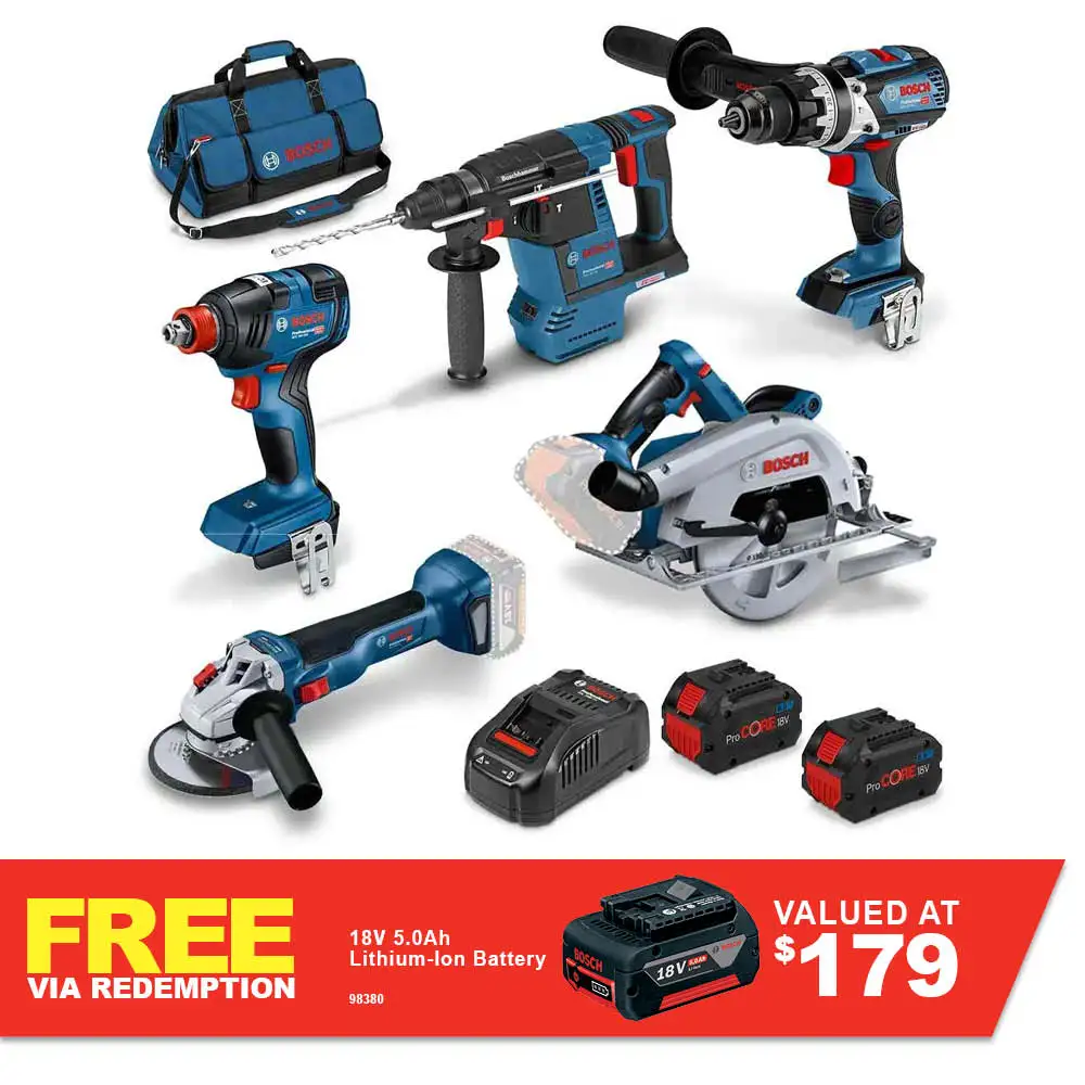 BOSCH ProCORE18V Brushless 5 Piece 2 x 8.0Ah Combo Kit 0615990M70
