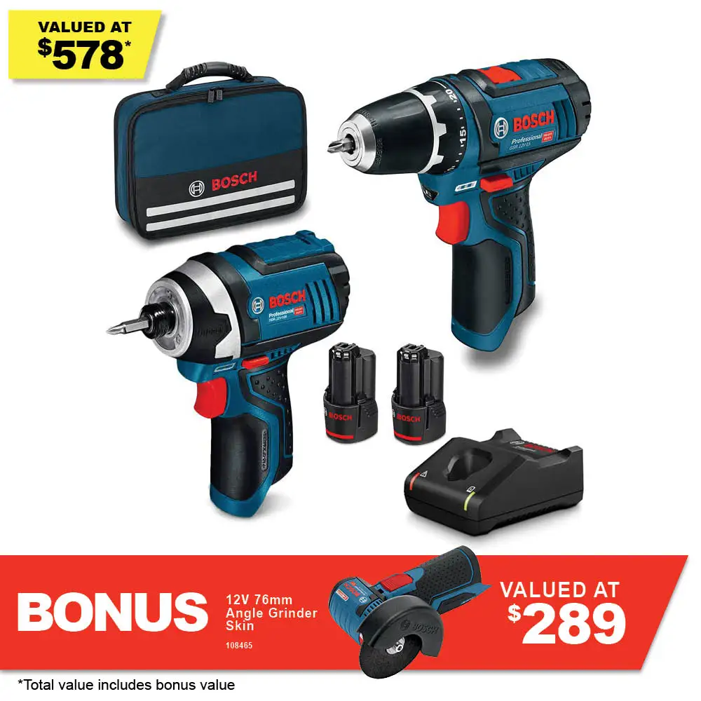 BOSCH 12V 2 Piece 2 x 2.0Ah Combo Kit 0615990L1G