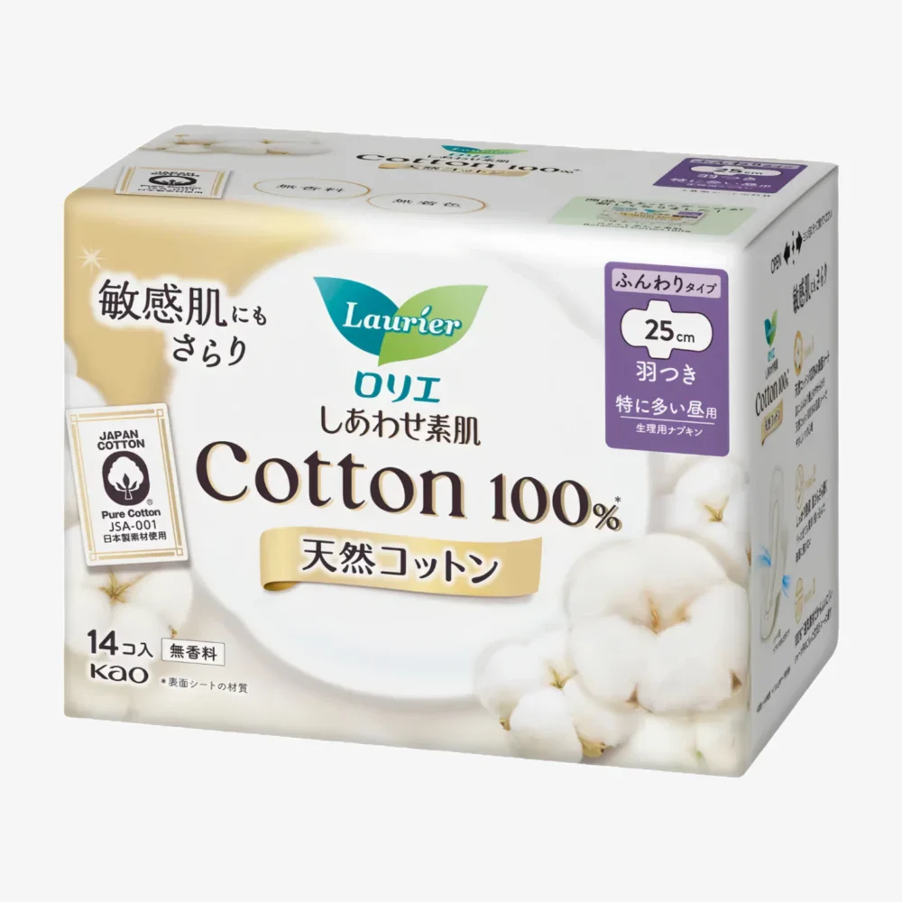 KAO LAURIER Botanical Cotton Sanitary Unscented 25cm 14pcs