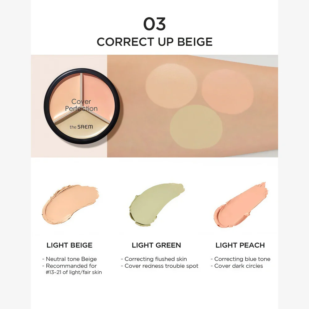 THE SAEM Cover Perfection Triple Pot Concealer 03 Correct Up Beige