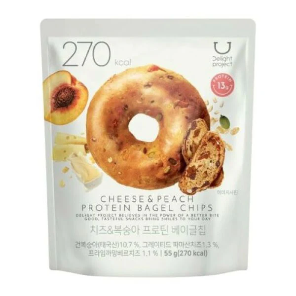 OLIVE YOUNG Delight Project Cheese & Peach Protein Bagel Chips 55g