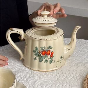Garden Whispers Porcelain Tea Pot -Strawberry Ivory