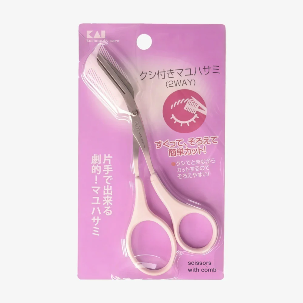 KAI Razor Eyebrow Scissors With Comb 2 Way Pal -1Pcs