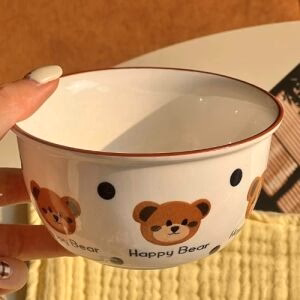 Happy Bear Cute Paint Bowl - Black Dot Bear