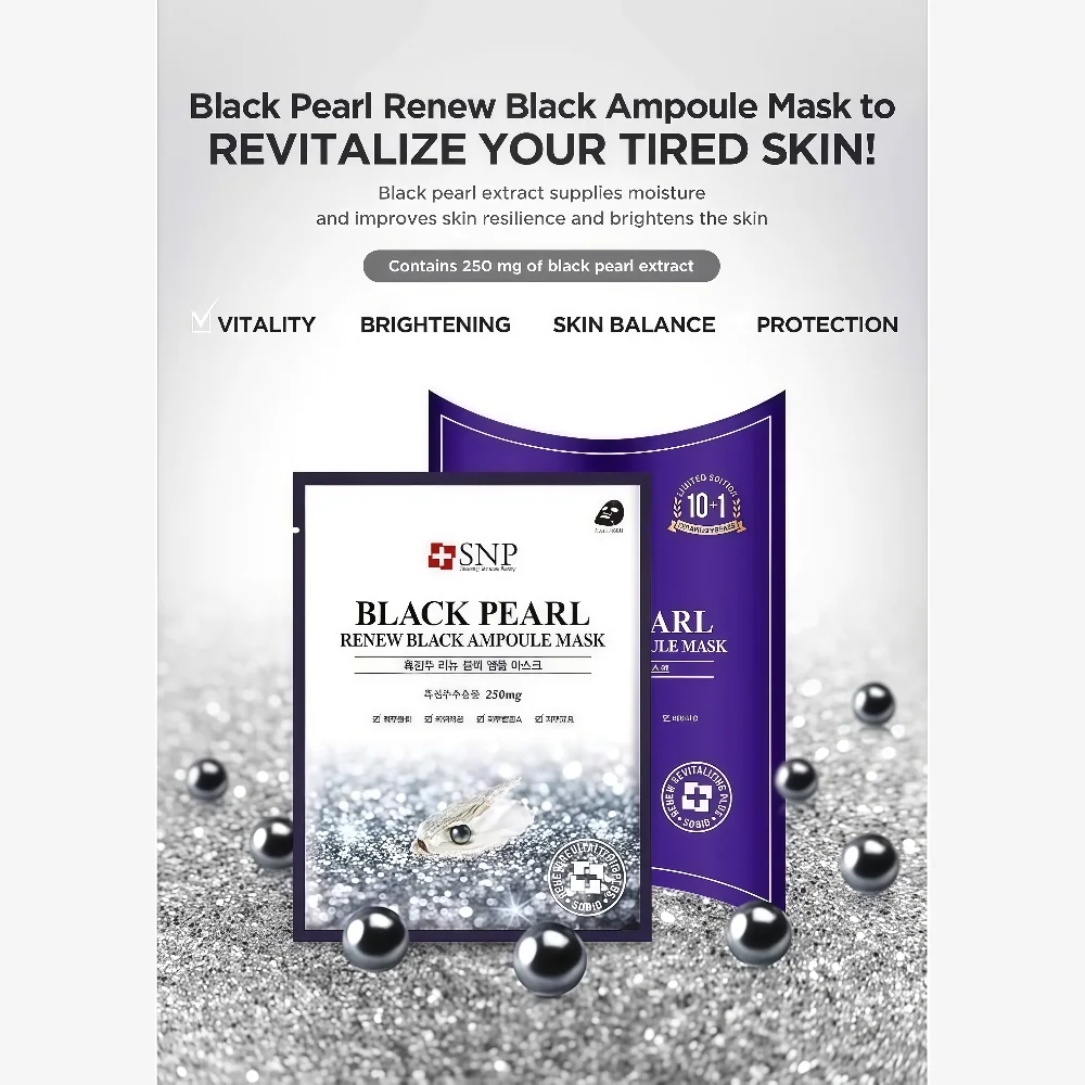 SNP -- Black Pearl Renew Ampoule Mask 10pc