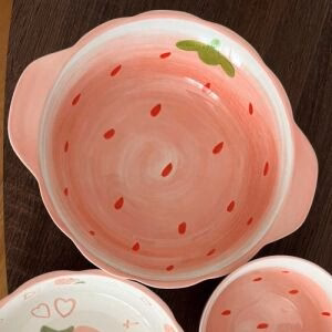 Strawberry Collection - Ceramic Bowl with Handle
