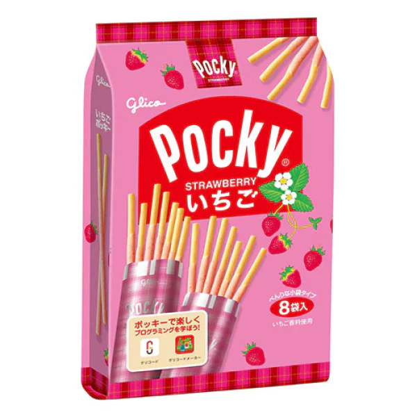 GLICO Pocky Strawberry Family Pack (8 Packs)