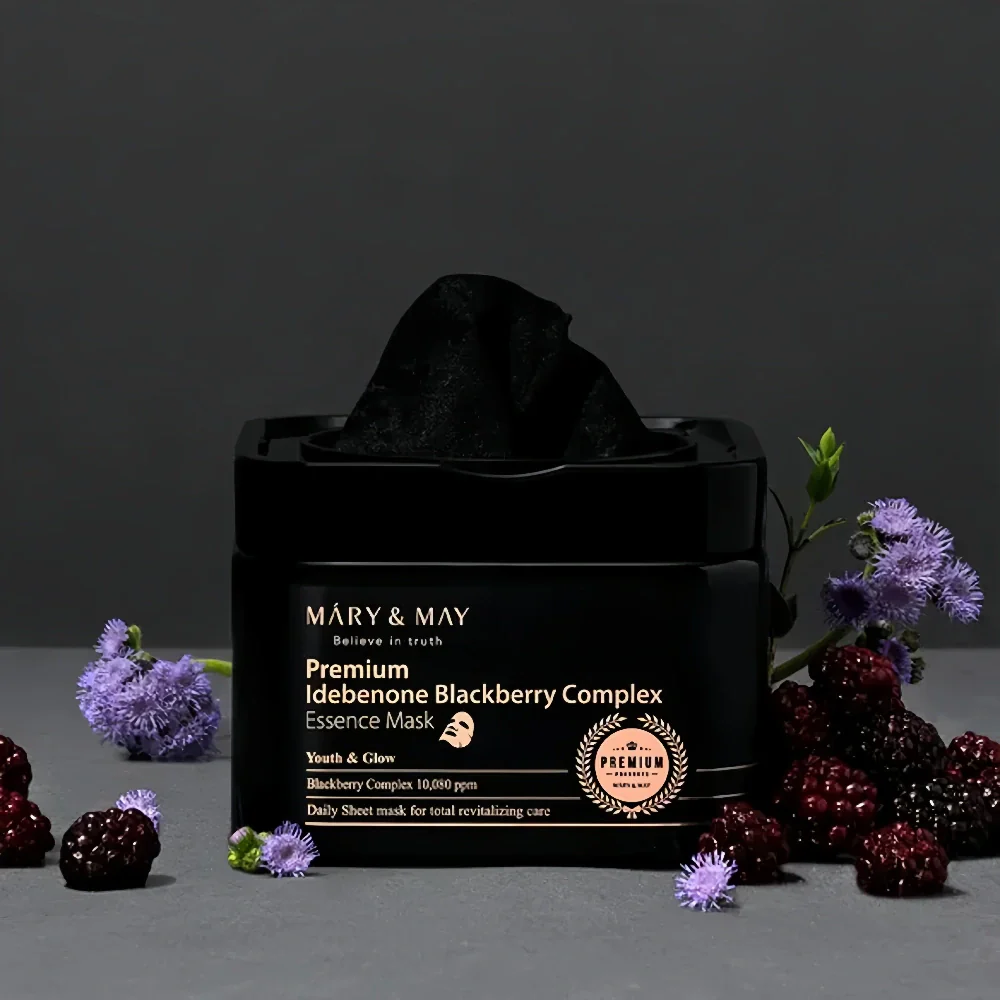MARY & MAY Premium Idebenone Blackberry Complex Essence Mask 20pcs