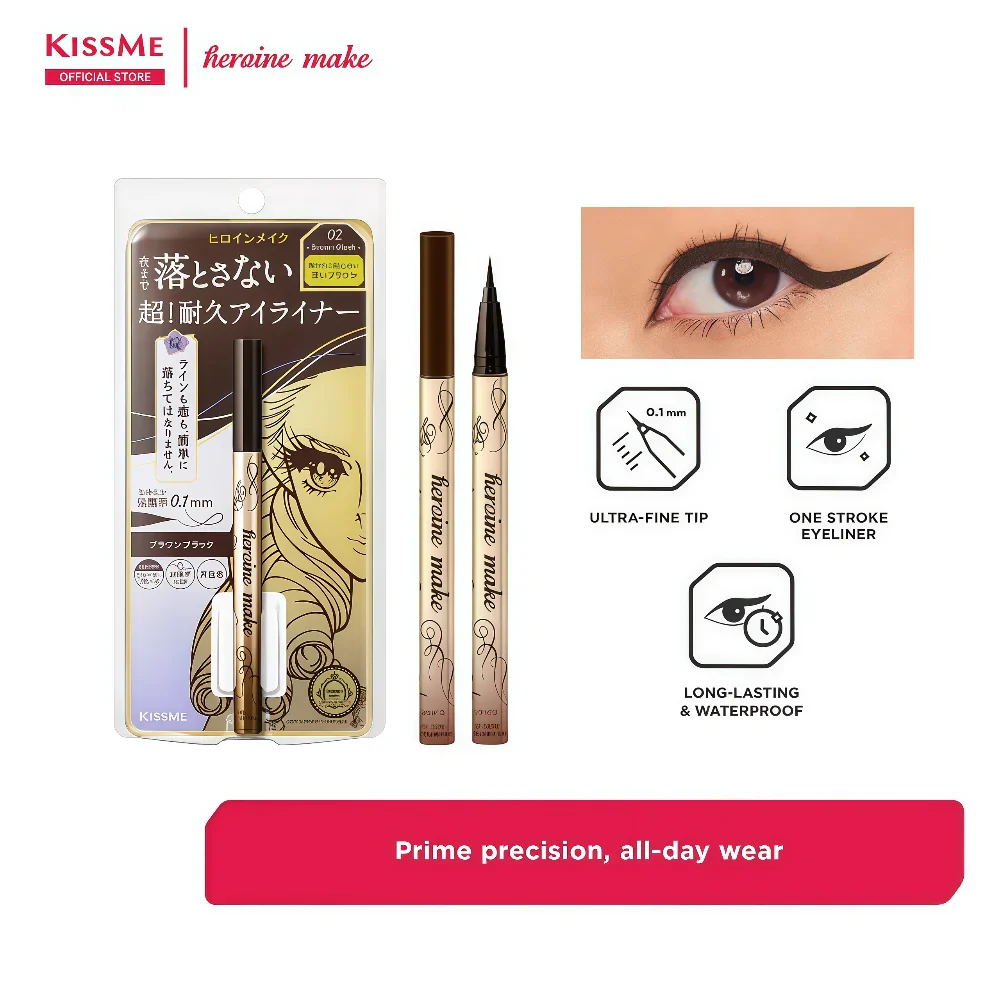 KISS ME Heroine Make Prime Liquid Eyeliner 02 Black Brown