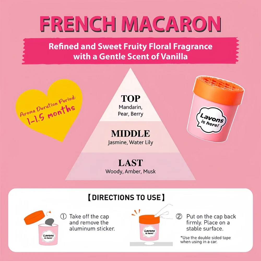 LAVONS ## Car Fragrance Gel French Macaron 110g
