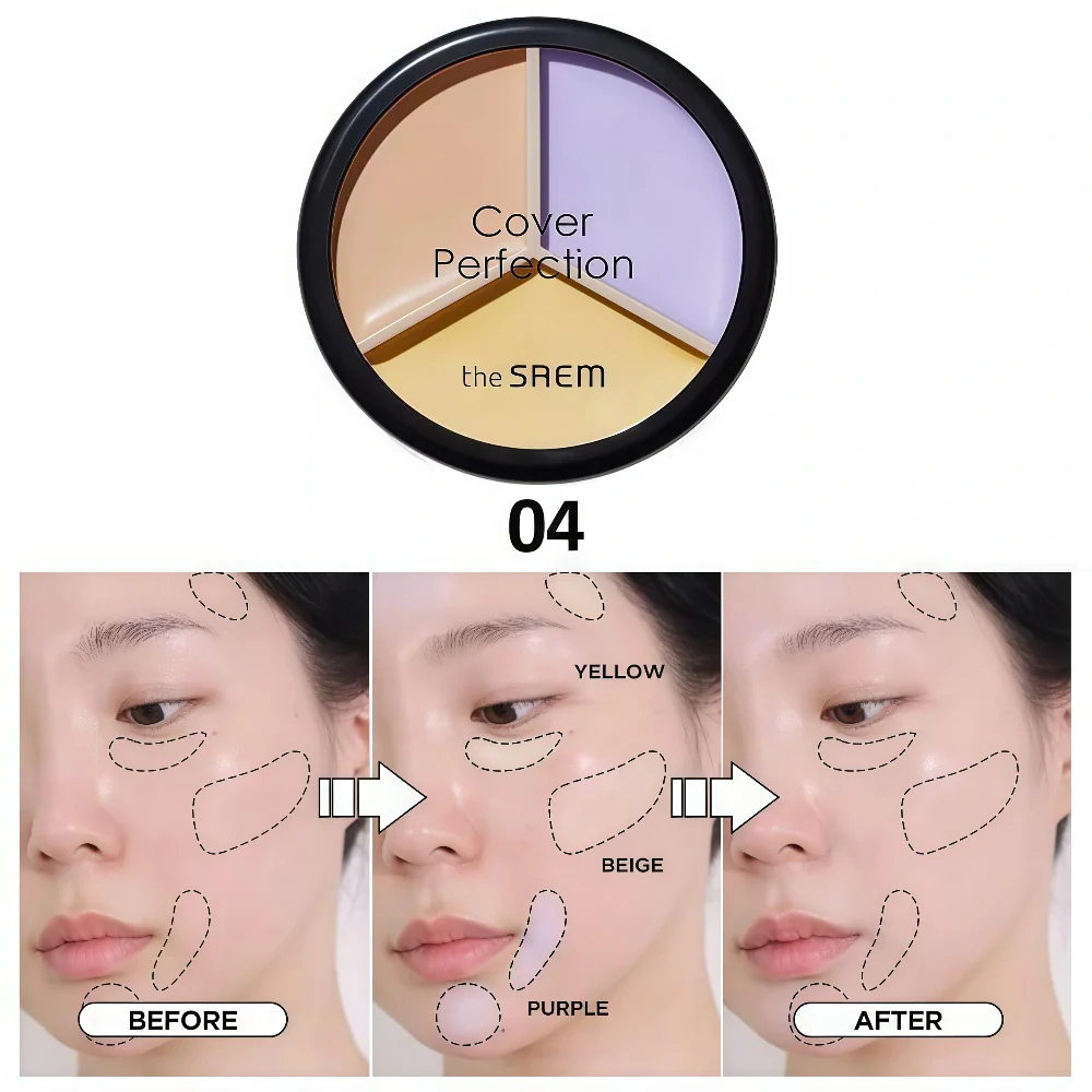 THE SAEM Cover Perfection Triple Pot Concealer 04 Tone Up Beige