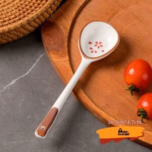 Japanese Style Ceramic Spoon - Red Petal