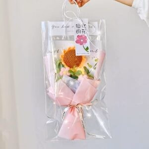 Realistic Crochet Flower Bouquet Sunflower Pink