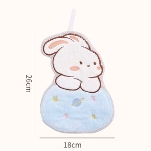 Cute Bunny Cartoon Soft Hanging Hand Towel - Planet Blue