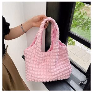 Bubble Quilted Tote Bag - Light Pink